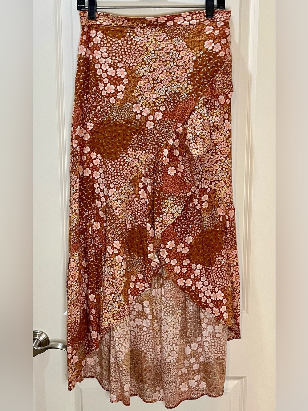 Sonoma Orange and Pink Floral High-Low Skirt Bohemian Size S
